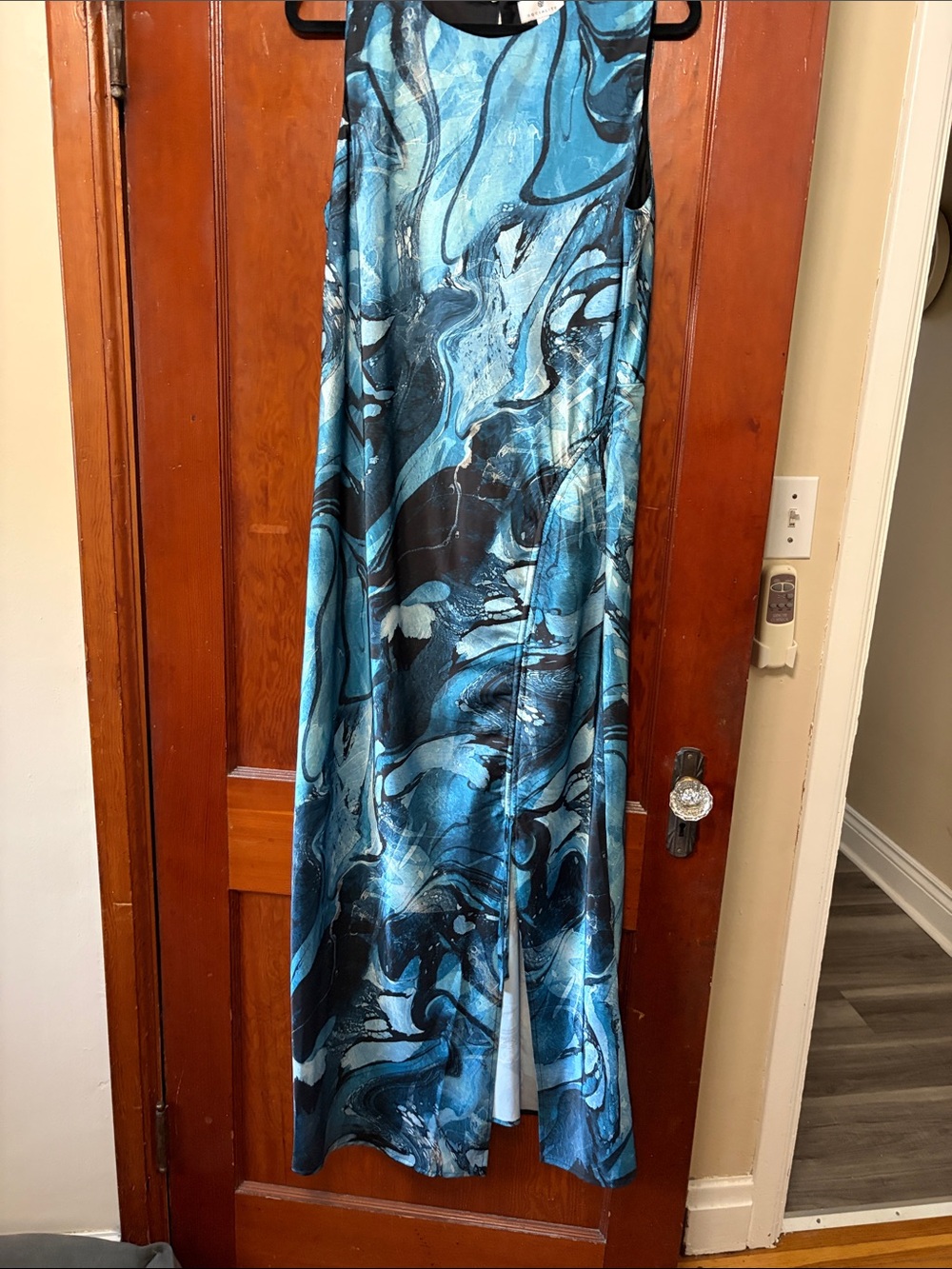 Socialite Blue Marble Print Maxi Dress